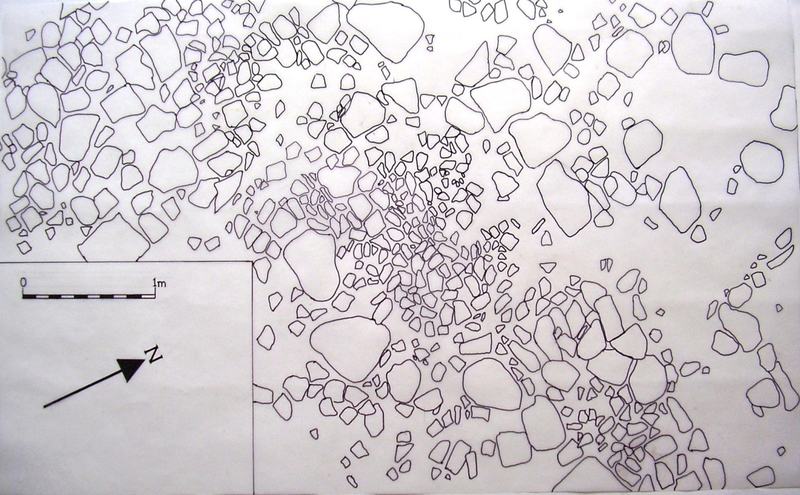 Drawing of the cobbled area